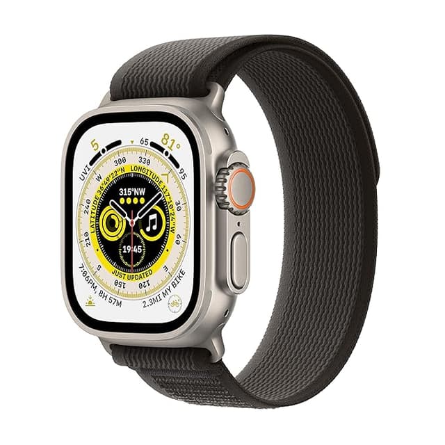 Apple Watch Ultra [GPS + Cellular 49 mm] smart watch w/Rugged Titanium Case & Black/Grey Trail Loop - M/L Fitness Tracker, Precision GPS, Action Button, Extra-Long BatteryLife, Brighter Retina Display